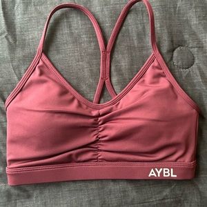 AYBL Essential Ruched Sports Bra in Burgundy XS